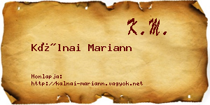Kálnai Mariann névjegykártya