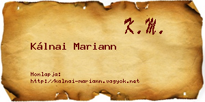 Kálnai Mariann névjegykártya
